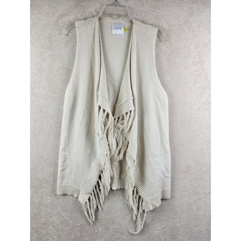 Lysse Women's Open Front Sleeveless Fringe Sweater Vest Size S/M
